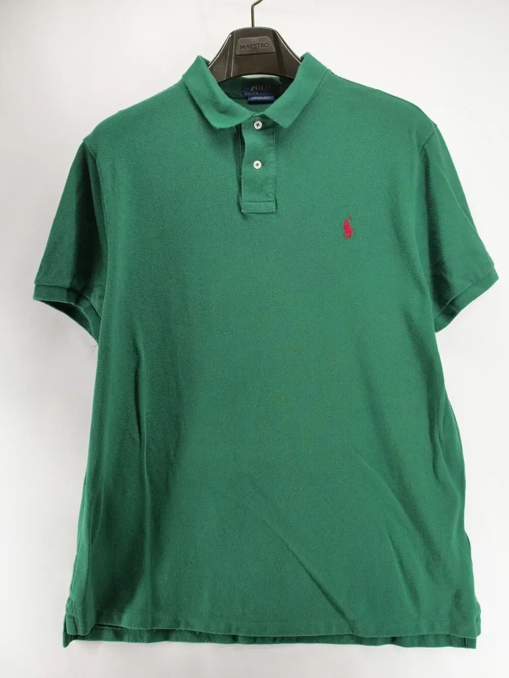 Polo Ralph Lauren Mens XL Green Polo Shirt Short Sleeve Custom Slim Fit